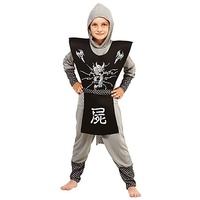 Ninja Kostüm für Kinder, grau/schwarz/weiß