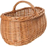 Creative Home Einkaufskorb Picknickkorb Weidenkorb mit Henkel Naturbraun Handgeflochten 34 cm