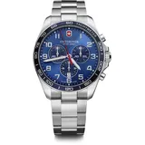 Victorinox Herren Armbanduhr FieldForce Classic Chrono Ø 42 mm, Analog Quarz, Wasserdicht bis 100 m, Edelstahl-Armband, Blau/Silber