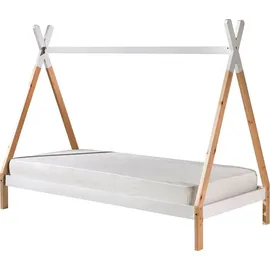 58 aufm Kessel Zeltbett Karyn 2 206 x 98 x 158 cm Massivholz weiß/natur beige