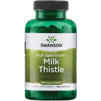 Swanson Full Spectrum Milk Thistle (Mariendistel), 500mg, 100 Kapseln, Laborgeprüft, Sojafrei, Glutenfrei, Ohne Gentechnik