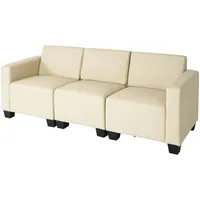 Mendler Modular 3-Sitzer Sofa Couch Lyon, Kunstleder ~ creme