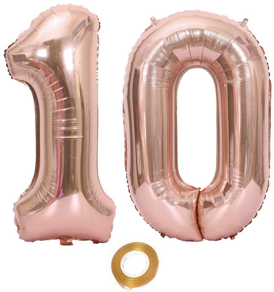 Luftballons Zahl 10, Nummer 10 Luftballon Rosegold Mädchen Luftballons 10. Geburtstag Folienballon, Zahl 10 Rose Gold Nummer 10 Ballons Große, 40 Zoll Riese Heliumfolie Ballon (number 10)