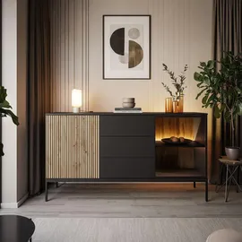 lookway Eclipse 154 x 83 x 39 cm Schwarz / Eiche Wotan