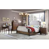 JVmoebel Schlafzimmer-Set Elegantes Schlafzimmermöbelset in Weiß mit Holz- und Lederdetails, (6-tlg., 6), Made in Europa weiß