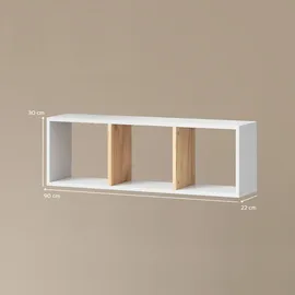 livinity® Wandregal 90 x 30 x 22 cm Weiß/Goldkraft Eiche