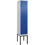 C+P Z-Spind Classic PLUS, Gestell, 2 Fächer, 2120x400x500mm, 7035/5010 Verschluss Sicherheits-Drehriegel