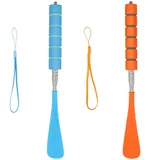 XINXINGDINGSHENG 2 Stück Schuhlöffel, verstellbar, Metall, langer Griff, teleskopisch, 27,9–69,8 cm, tragbare Schuhlöffel für Männer, Frauen, Kinder, Senioren, Schwangerschaft - Einheitsgröße