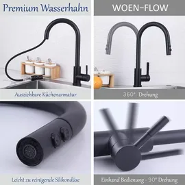 Siehe Bilder Schwarzer Wasserhahn Ausziehbar Hochdruck