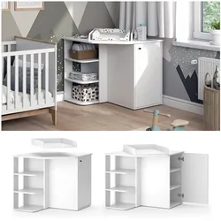 Vicco Wickelkommode Kristian Weiß 85 x 86 cm Tür offene Fächer
