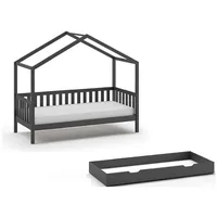 58 aufm Kessel Hausbett Kapua 210x97x170 Kinderbett Massivholz Anthrazit