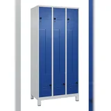 C+P Z-Spind Classic PLUS, Füßen, 6 Abteile, HxBxT 195x90x50cm, Sicherheitsdrehriegel, Hellgrau/Enzianblau von PROREGAL