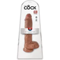 KING COCK 10" Cock with Balls, Tan,