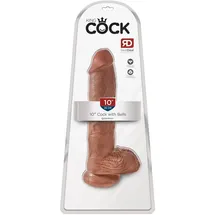 KING COCK 10" Cock with Balls, Tan,