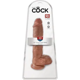 KING COCK 10" Cock with Balls, Tan,