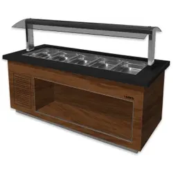 SARO Heißes Buffet PREMIUM LINE SB, Hochwertiges Buffet für warmes Essen ideal für Veranstaltungen und Feiern, Farbe: walnuss, Breite: 230 cm