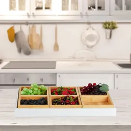 Relaxdays Snackschalen Set Natur/Weiß 6-tlg.