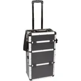 VELLEMAN Perel Hartschalen-Koffer, Trolley, Werkzeugkoffer leer, Universal Koffer, Aufbewahrungskoffer Transport, Teleskop Griff, Schlüsselschloss, 2 Schlüssel, Aluminium, schwarz, 370 x 225 x 670 mm