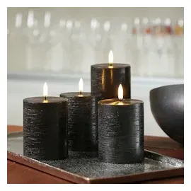 uYuni LED Kerzenset PIA Rustik-Optik H: 10 cm schwarz 4 St.