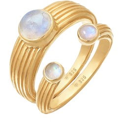 Elli PREMIUM Siegelring Offen Mondstein Klassik 2er Set 52 Damen 