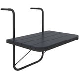 Outsunny Balkonhängetisch mit anpassbarer Aufhängung Schwarz 60L x 40B x 55-64H cm