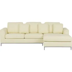 Linksseitiges Ecksofa OSLO Beige Echtleder