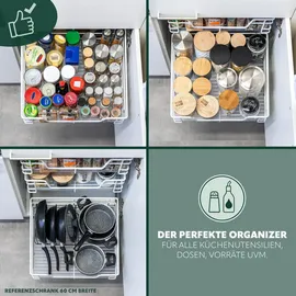 bremermann Teleskopschublade 30 cm mit Einlegeboden, Küchenschublade zum Nachrüsten, Vollauszug mit Teleskop-Schienen, ideal für Küche, Bad & Schlafzimmer, weiß