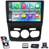 ESSGOO Carplay Für Citroen C4 II DS4 2011-2018 Android 15 Autoradio GPS Navi Autoradio (Digitalradio (DAB), 4+64GB(optional), RDS, AM, FM, Carplay Android Auto Bluetooth EQ USB GPS Navi WIFI Touchscreen) schwarz