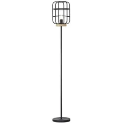 BRILLIANT Stehlampe "Gwen", schwarz (antik holz, schwarz korund), Ø 25cm H: 163cm, Lampen, 163 cm Höhe, Ø 25 cm, E27, Metall/Holz, antik holz/schwarz korund, Stehlampe