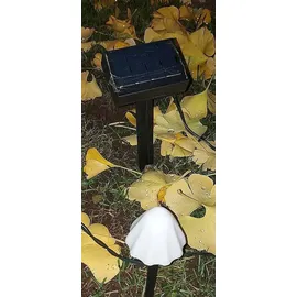 FHS International FHS 35697 LED Solar Lichterkette Pilze 3,8m 20 LED warmweiß Gartenstecker Lichtsensor - Weiß