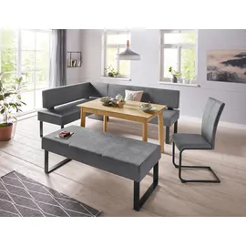 OTTO home Eckbank OTTO HOME "Oliver mit Metallgestell, Küchenbank", grau (grau, schwarz), B:200cm H:89cm T:160cm, Holzwerkstoff, Massivholz, Polyester, Sitzbänke, Eckbank, verschiedene Bezüge Cord Esszimmerbank OTTOs Choice