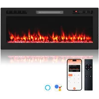 RELAX4LIFE 42" Elektrokamin mit heizung, deko Wandkamin mit App- und Fernbedienung, schwebender Kamin mit LED-Ambientelicht & 3D-Flammeneffekt & Kristall-Glutbett, 1500 W, 12 Flammenfarben, 12H-Timer