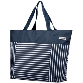 anndora XXL Shopper navy blau weiß - Strandtasche 40 Liter Schultertasche Einkaufstasche