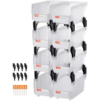 Vevor Stapelboxen, 276x140x130 mm (8er-Pack), Lagerboxen zum Organisieren & Aufbewahren, Sichtlagerboxen, Sichtlagerkasten, für Schrank, Garage, Kleinteile, Bürobedarf, anderes Zubehör, transparent