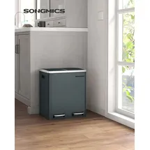 Songmics Mülleimer Abfalleimer, 30L, ergonomisch, Stahl - Blau