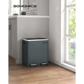 Songmics Mülleimer Abfalleimer, 30L, ergonomisch, Stahl - Blau