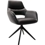 DELIFE Polsterstuhl Yago-Flex, mit Armlehnen Kreuzgestell breit Schwarz Echt-Leder Schwarz Taschenfed schwarz 60 cm x 93 cm x 62 cm