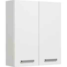 Saphir Hängeschrank SAPHIR "Quickset Wand-Badschrank 60 cm breit mit 2 Türen und 2 Einlegeböden", weiß (weiß glanz), B:60cm H:70cm T:20cm, Spanplatte, Schränke, Hängeschrank, Badezimmer-Hängeschrank inkl. Türdämpfer, Griffe in Chrom Glanz