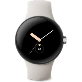 Google Pixel Watch BT polished silver Sportarmband chalk