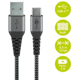 goobay USB-C auf USB-A 0,5 m Schwarz/Grau
