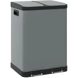 Homcom Mülleimer 2 x 30L Treteimer mit Deckel, Abfalleimer, Mülltrennsystem Metall, 39.5x67x48.8 cm Küchen, Küchenausstattung, Mülleimer