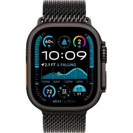 Apple Watch Ultra 2 GPS + Cellular 49 mm Titangehäuse schwarz,  Milanaise Armband schwarz M