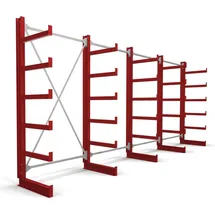 Stier Kragarmregal einseitig 4 Felder 5 Ebenen Stahl 5200x2000x500mm Feuerrot