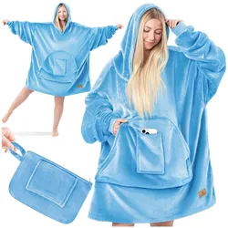 KESSER® Hoodie Decke Kuscheldecke mit Ärmeln Deckenpullover Vielseitig Tragbare Decke zum Anziehen für Damen & Herren, Sweatshirt Warm Kuschelpullover Erwachsene weich Ärmeldecke Oversize