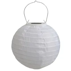 Chic Antique Reispapier Lampe mit Solarzellen, D20 cm, weiß