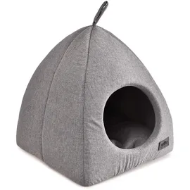 Dehner Premium Lovely Katzenhöhle Einkehr, ca. 40 x 40 x 42 cm, Polyester, grau