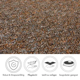 Andiamo Teppichboden ANDIAMO "Carlos, Feinschlinge, Gesamthöhe 6,5 mm, Made in Netherlands", mokka, B:200cm L:300cm, Polypropylen, Teppiche, melierte Optik, Breite 200, 400 cm oder 500 cm, strapazierfähig