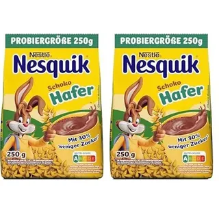 NESQUIK Schoko Hafer, Kakaohaltiges Getränkepulver mit Hafer zum Einrühren in Milch, 2er Pack (1 x 250g)