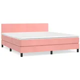 vidaXL Boxspringbett mit Matratze Rosa 180x200 cm Samt