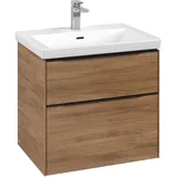 Villeroy & Boch Waschbeckenunterschrank 2 Auszüge 62,2 x 57,6 x 47,8 cm Kansas Oak/Volcano Black